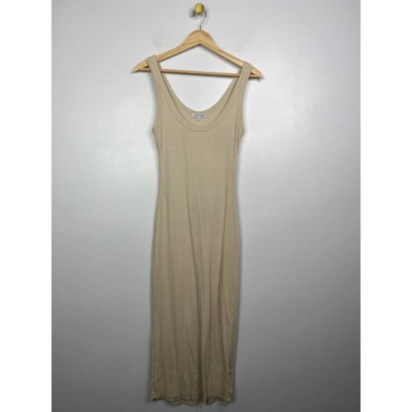 Cotton Citizen Verona Soft Rib Raw Edge Midi Dress Women's Tan Size: S NWOT - Picture 2 of 9